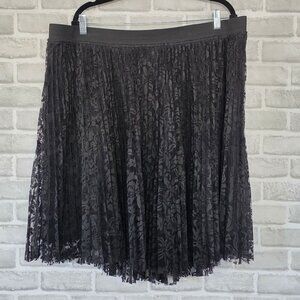 Lane Bryant Black Pleated Lace Skirt Whimsigoth Elegant Classic Staple 22/24
